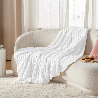 Bedsure GentleSoft Throw Blanket - Cozy Bright White Couch Blanket, Perfect for Women & Girls, 50x60 Inches