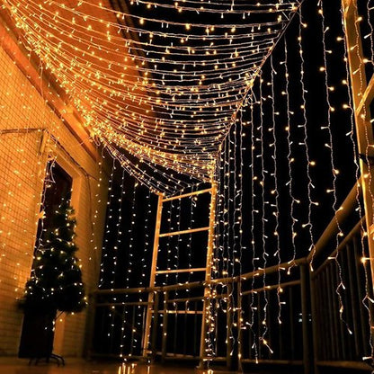 Magictec 300 LED Curtain String Lights - 8 Lighting Modes for Indoor/Outdoor Decor | Warm White