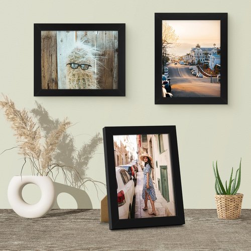 Frametory, 8.5x11 Picture Frame - Solid Wood -Black Molding - Tempered Glass Front, Portrait, Wall Gallery Frame (Black, 1 Pack)