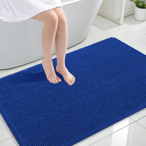 OLANLY Bathroom Rugs 44x32, Extra Soft Absorbent Chenille Bath Rugs, Rubber Backing Quick Dry, Machine Washable Bath Mats for Bathroom Floor, Tub and Shower, Home Decor Accessories, Royal Blue