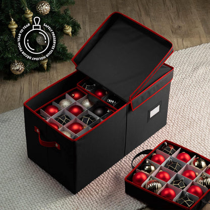 Premium Christmas Bauble Storage Box - 128 Compartment Ornament Organizer | Tear-Proof 600D Oxford Fabric