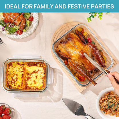 Vtopmart Large Glass Food Storage Containers - 122oz & 50oz with Airtight Lids | BPA-Free for Meal Prep & Roasting