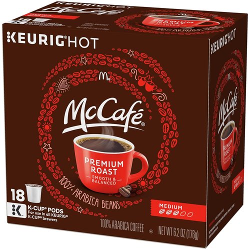 McCafe Premium Medium Roast Coffee - Keurig K-Cup Pods, 18 Count, 6.2 Oz (176g)