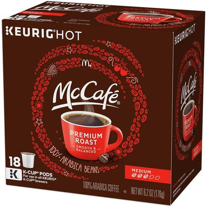 McCafe Premium Medium Roast Coffee - Keurig K-Cup Pods, 18 Count, 6.2 Oz (176g)