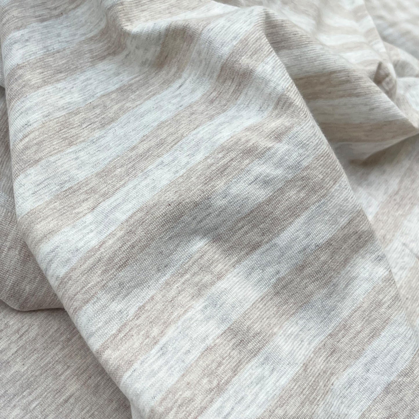 PURE ERA Jersey Knit Duvet Cover Set 100% T-Shirt Heather Cotton Super Soft Comfy Classic Striped Design, with Zipper Closure, Heather Beige Stripe, King