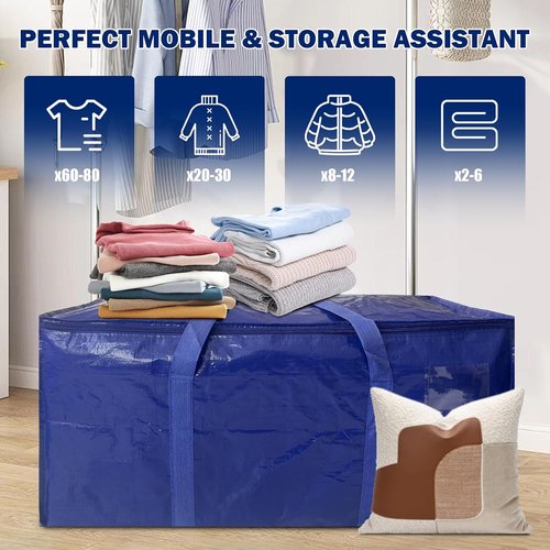 Extra Heavy Duty Moving Bags by [Brand Name] - 8 Pack with Strong Zipper & Carrying Handles | Dark Blue - 24 Gallon