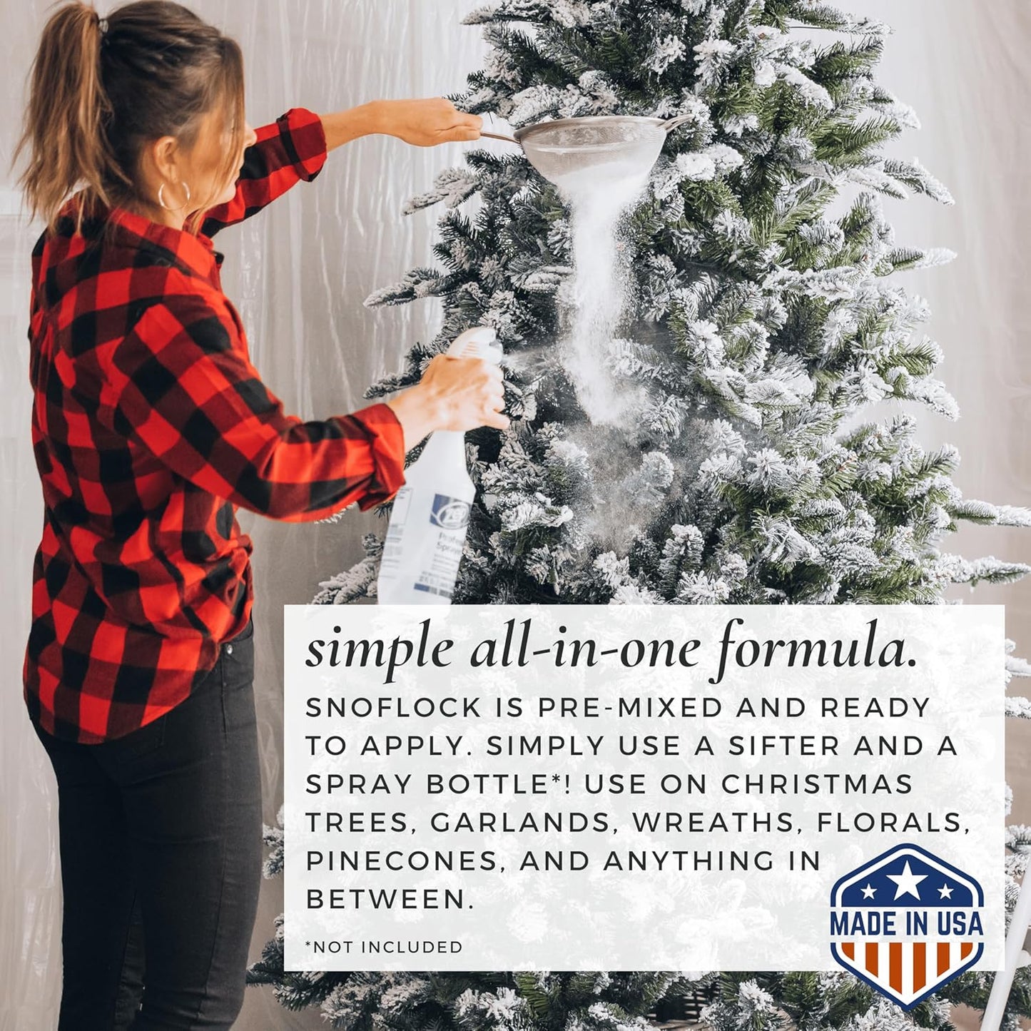 ShimmerSpec Premium Self-Adhesive Snow Flock Powder - Perfect for Christmas Trees & Decor | 2 lbs Made in USA