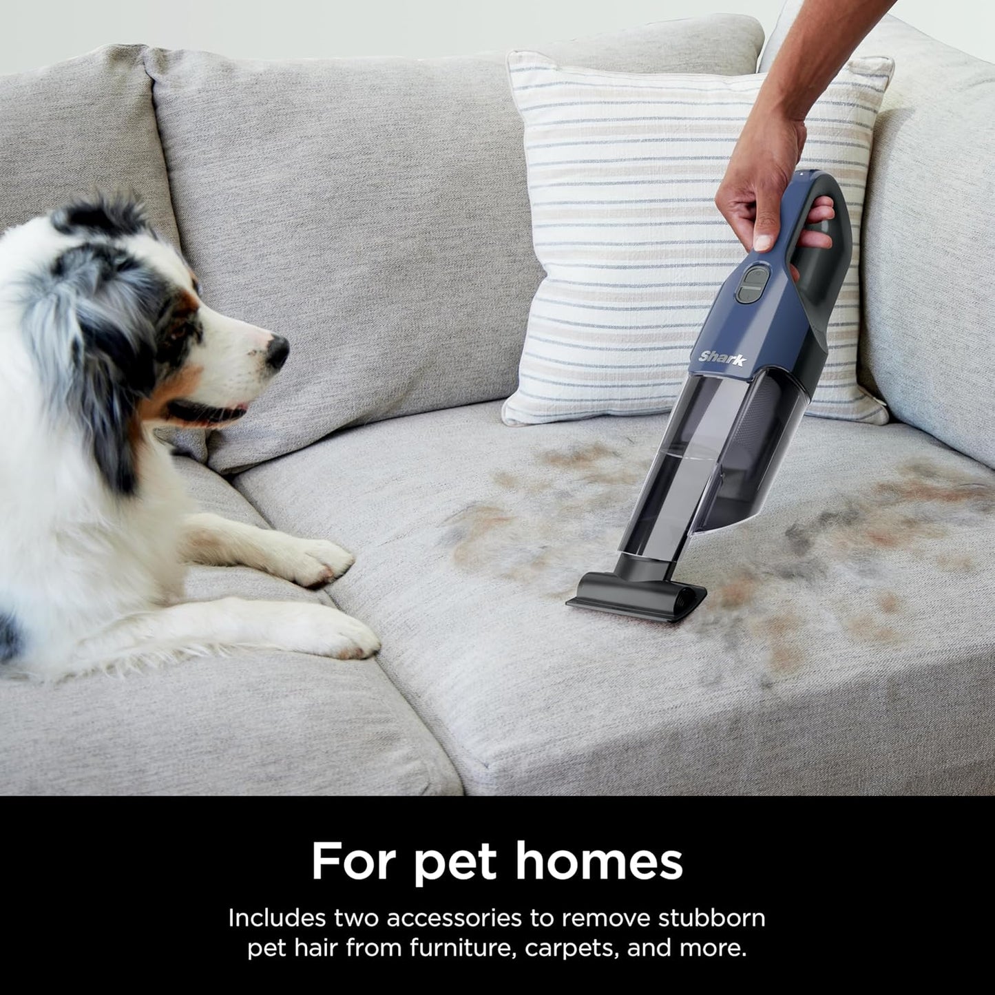 Shark Cyclone Handheld Vacuum - HyperVelocity Suction with 8" Crevice Tool | Navy Blue/Grey