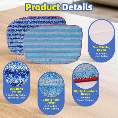 LOVECO Microfiber Mop Pad 6-Pack - Reusable & Machine Washable for McCulloch Steam Cleaners