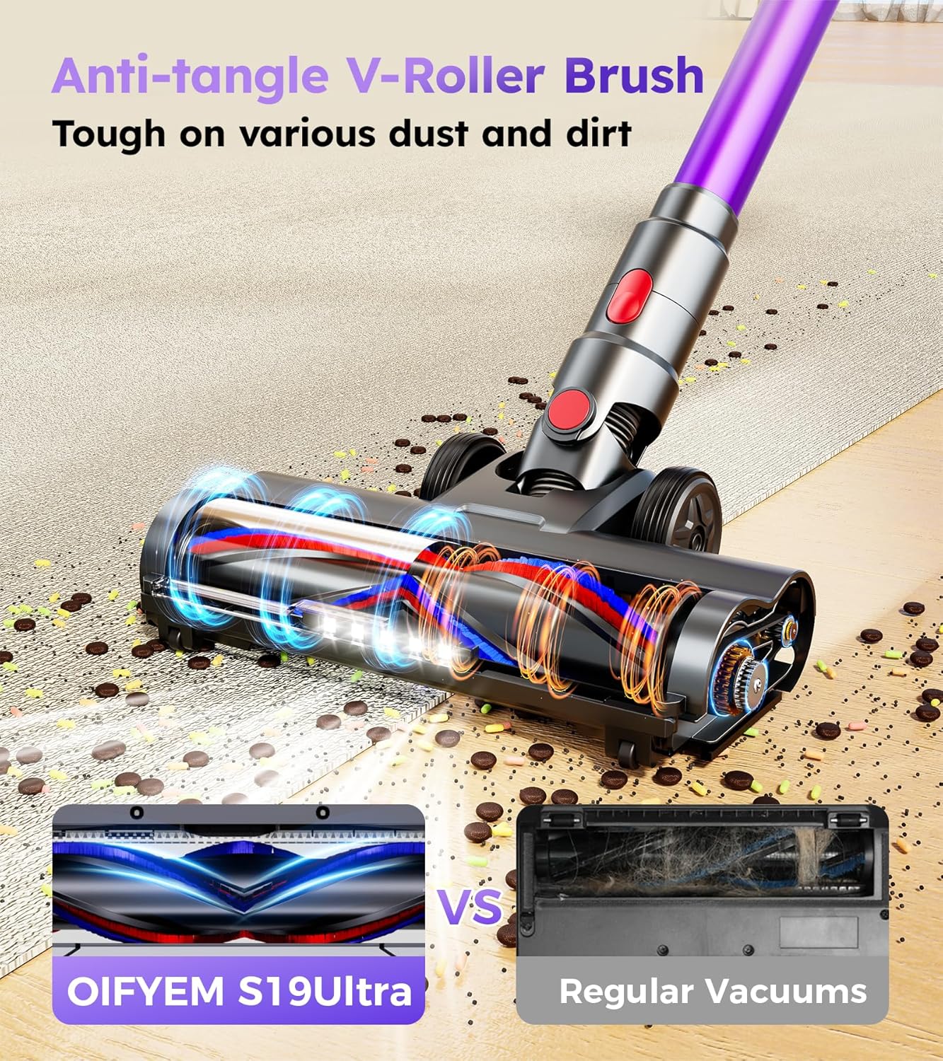 Skiennix Cordless Vacuum Cleaner - 550W 45KPA Power | 60-Minute Runtime, LED Display, Lightweight Design for Pet Hair & Hard Floors