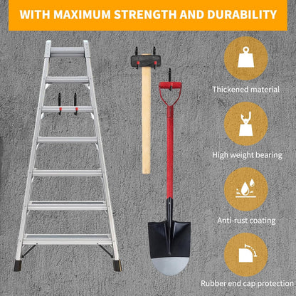 **Heavy Duty Garage Hooks - 6 Pack Utility Steel Wall Mount Organizers with EVA Foam Padding | 5.51 Inch**