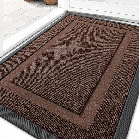 OLANLY Waterproof Front Door Mat - All-Season Indoor/Outdoor Doormat, Easy Clean, 33x21, Chocolate Brown