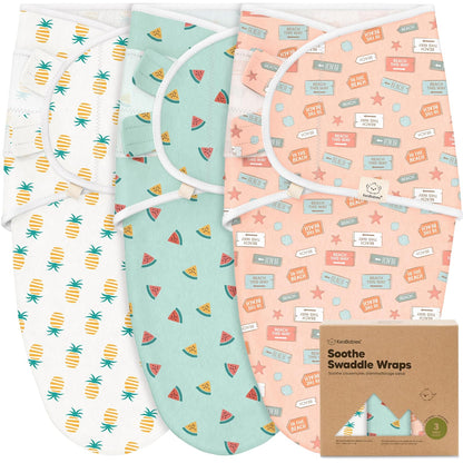 Skiennix Organic Baby Swaddle Sleep Sacks - Soft & Snug for Newborns 0-3 Months | Beach Day, OS, 3-Pack