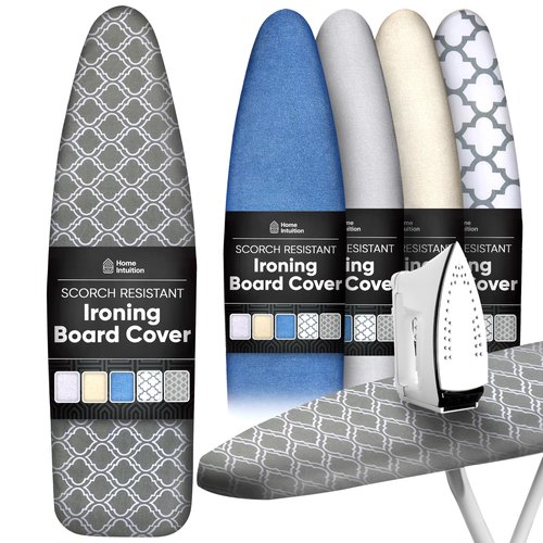 Home Intuition Iron Scorch Resistant Ironing Board Cover and Pad, 15x54, Standard Size Coated Thick Padding