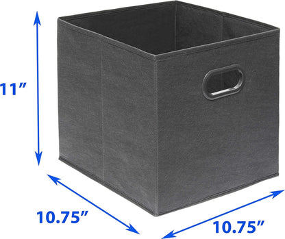 Simple Houseware Foldable Storage Bins - 11-Inch Dark Gray Fabric Organizer with Handles | 6-Pack for Closet & Shelves