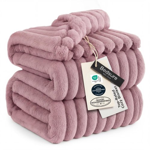 Bedsure GentleSoft Pink Fleece Blanket for Couch - Cozy Soft Blankets for Women, Cute Small Throws for Girls, 90x90 Inches