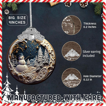 Skiennix Christmas Ornaments - Unique 4-Inch Snowman Acrylic Art for Holiday Decor | Festive Car Decorations
