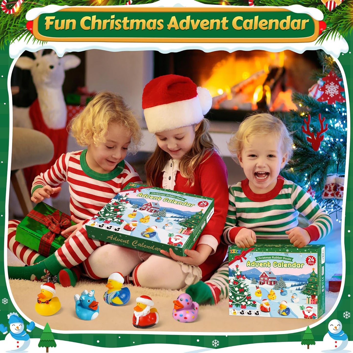 ZIZZ Advent Calendar 2025 | Christmas Rubber Ducks - 24 Days of Fun Countdown Gifts for Kids