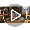 Gingham Plaid Christmas Tree Ornaments - 6 Glass Holiday Decorations with Velvet Bows