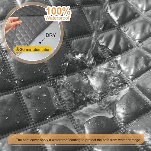 HDCAXKJ 100% Waterproof Reclining Sectional Couch Covers L Shape Recliner Sofa Cover Washable Quilted Soft Pet Dog Corner Recliner Slipcovers with Pockets (5 Seat and 1 Middle Console, Middle Gray)