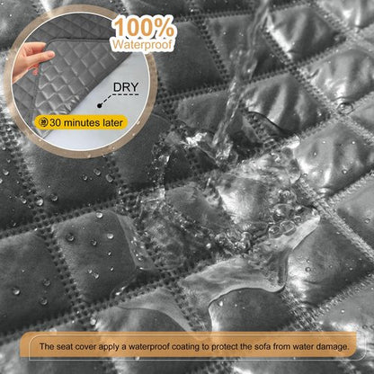 HDCAXKJ 100% Waterproof Reclining Sectional Couch Covers L Shape Recliner Sofa Cover Washable Quilted Soft Pet Dog Corner Recliner Slipcovers with Pockets (5 Seat and 1 Middle Console, Middle Gray)
