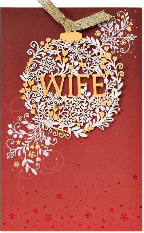 American Greetings Christmas Card - Romantic Holiday Greeting with Detachable Keepsake Ornament | Perfect for Wife