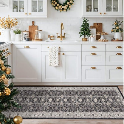 Hallway Washable Runner Rug - Vintage Soft Non-Slip 2x7 Entryway Carpet | Ideal for Kitchen & Living Room