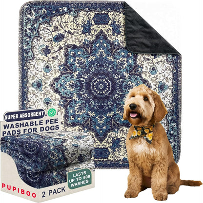 PUPIBOO Washable Dog & Cat Pee Pads - Super Absorbent, 100% Waterproof, Non-Slip Training Pads | Reusable & Leak-Proof