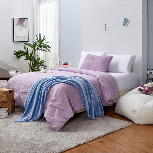 Aeropostale 2 Piece Ria Ruched Bedroom Comforter and Matching Sham Set,Twin,Lilac