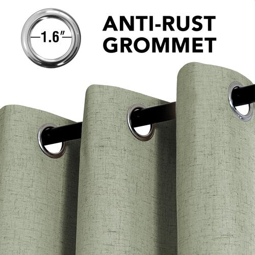 H.VERSAILTEX Linen Curtains 100% Blackout Curtains for Bedroom 84 inch Long Full Light Blocking Nature Linen Blended Window Curtains for Living Room Nickel Grommet (2 Panels, Heathered Tea)