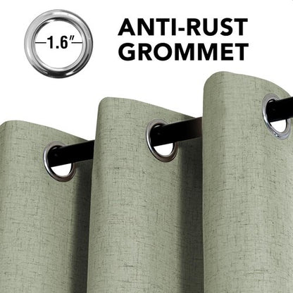 H.VERSAILTEX Linen Curtains 100% Blackout Curtains for Bedroom 84 inch Long Full Light Blocking Nature Linen Blended Window Curtains for Living Room Nickel Grommet (2 Panels, Heathered Tea)