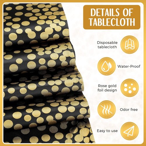 Breling 24-Pack Black and Gold Disposable Tablecloths & Satin Runners - 54" x 108" & 12" x 108" for Events