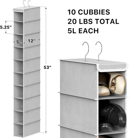 Simple Houseware 10-Shelf Hanging Shoe Organizer - Space-Saving Closet Storage in Grey