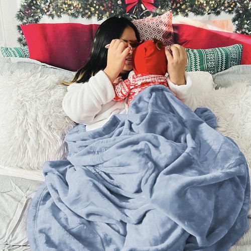 Bedsure GentleSoft Fleece Blankets Twin Size Light Blue - 300GSM Lightweight Plush Fuzzy Cozy Soft Blanket for Bed, Sofa, Couch, Travel, Camping, 60x80 inches