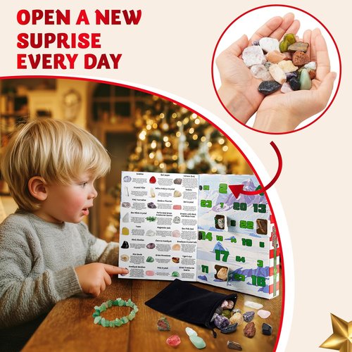 JOYIN Christmas Advent Calendar - 24 Days of Gemstone Surprises for Kids | Fun Countdown Gifts