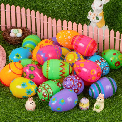 JOYIN 3.15Inch Printed Plastic Eggs Colorful, Fillable Empty Eggs Bulks for Easter Hunt Event, Party Favor-30 pcs