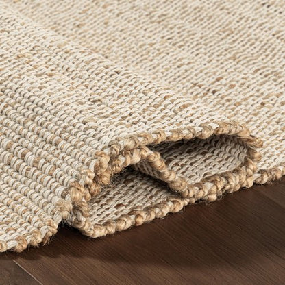 nuLOOM 2'6" x 8' Elfriede Jute & Cotton Hand Woven Area Rug, Natural, Solid Rustic Farmhouse Style, Weaved Design, Natural Fiber, For Bedroom, Living Room, Dining Room, Hallway, Office, Entryway
