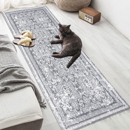 Vaukki Vintage Shaggy Hallway Runner Rug - Soft Non-Slip 2' x 6' Boho Entryway Mat | Grey Washable Carpet for Kitchen & Bathroom