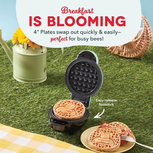 Dash MultiMaker® Mini System Removable Plate Set - Nonstick Waffle Replacement Plates - 4-Inch Two-Pack in Sunflower & Bee