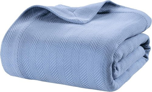 **LANE LINEN Twin Size Blanket - 100% Cotton, Cozy & Soft 350 GSM for All Seasons | Oeko-TEX Certified Light Blue (68"x90")**