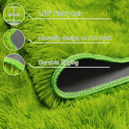 TENNOLA Tie Dyed Grass Green Large Rug 8x10 ft,Soft Plush Furry Shag Area Rugs Fluffy Fuzzy Carpet,for Bedroom Living Room Indoor Floor Rug Kids Girls Boys Home Decor Aesthetic, Dorm Nursery