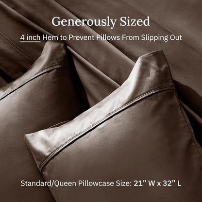 California Design Den Pillowcase Set - Soft 400 Thread Count Sateen, 100% Cotton, Set of 2, Espresso Brown