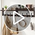 Wall Mounted Coat Rack with Shelf and 13 Hooks - Rustic Wooden Entryway Organizer