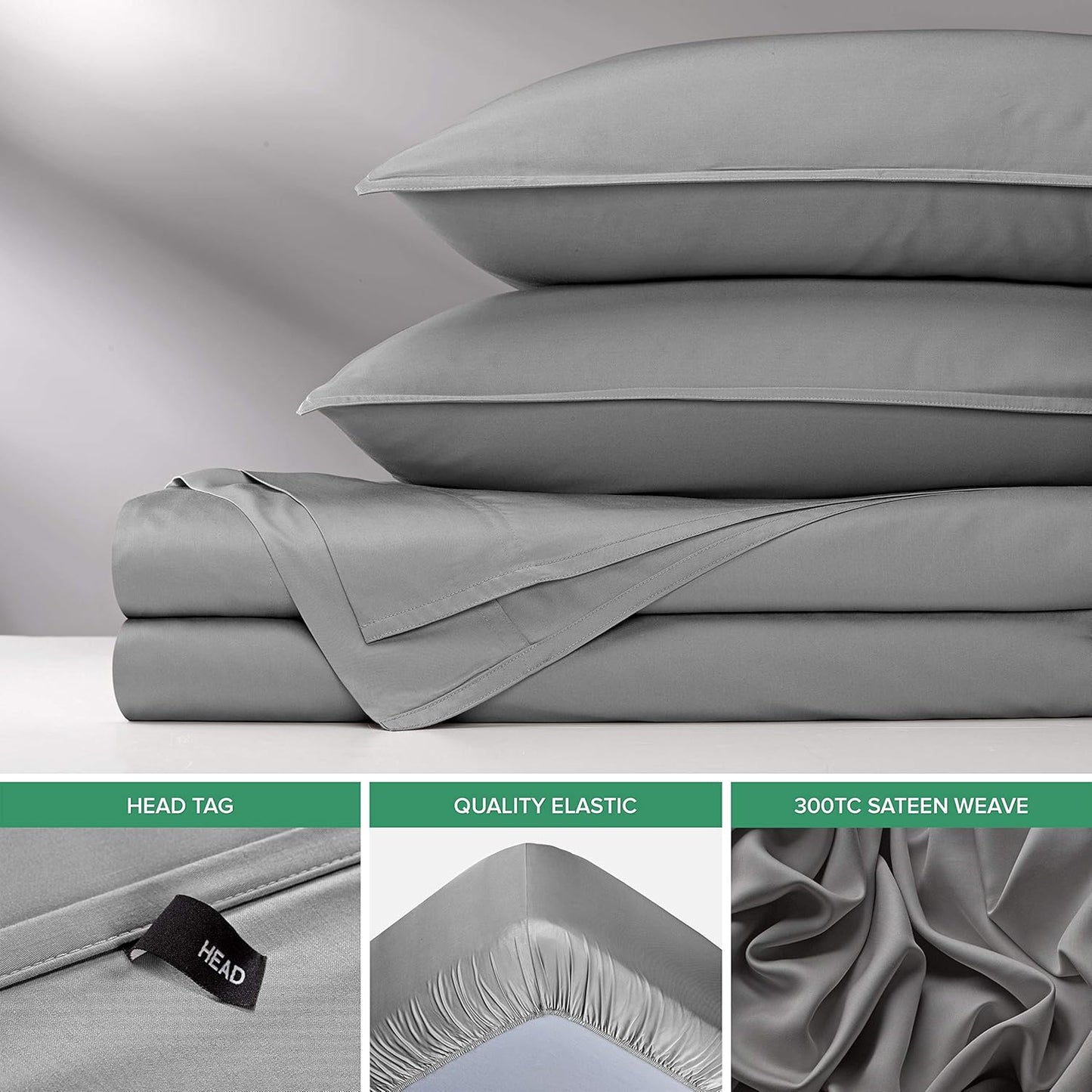 Pure Bamboo California King Sheets - 100% Organic Viscose Bed Sheet Set, Soft & Cooling, Stone Grey