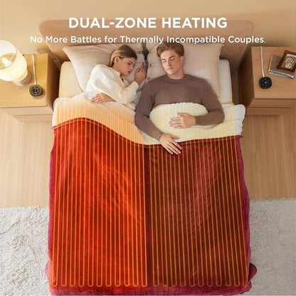 Bedsure Electric Blanket - Queen Size Dual Control Heated Blanket with Fast Heating & 10 Settings (84x90 inches, Burgundy)