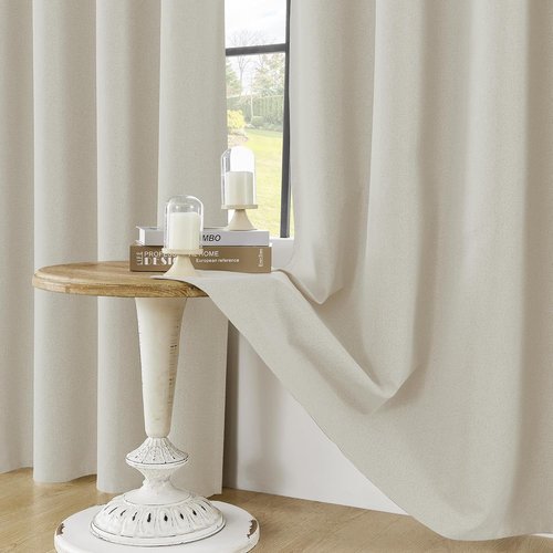 ChrisDowa Blackout Curtains - 100% Solid Birch | Thermal Insulated, Soundproof, 63" Long, 2 Panels