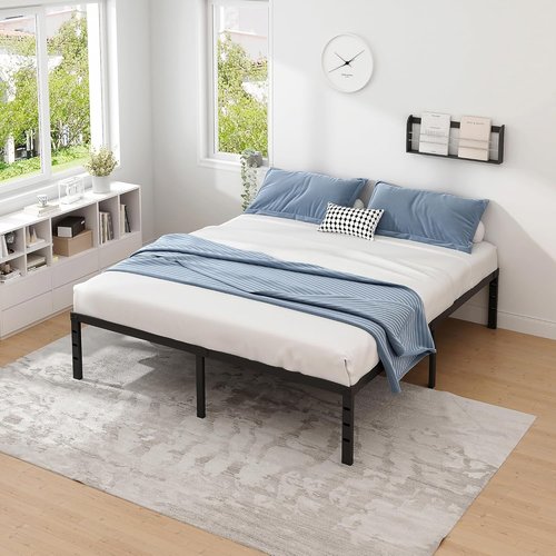 Jetonix King Size Metal Bed Frame - Heavy Duty Sturdy Foundation with Storage Space | Easy Assembly, Black, 12 Inch