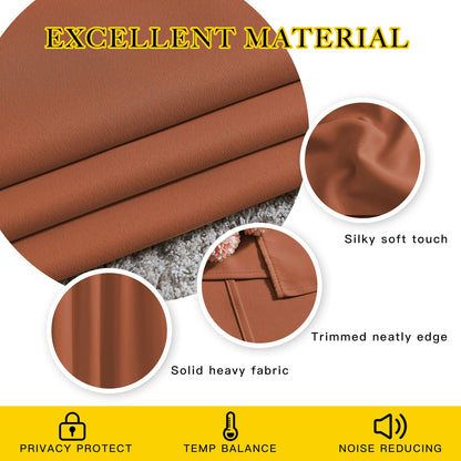 NICETOWN Kitchen Window Curtains Over Sink - Grommet Blackout Solid Vertical Small Curtains & Drapes Noise Reducing for Laundry, Burnt Orange, W52 x L45, 2 Panels