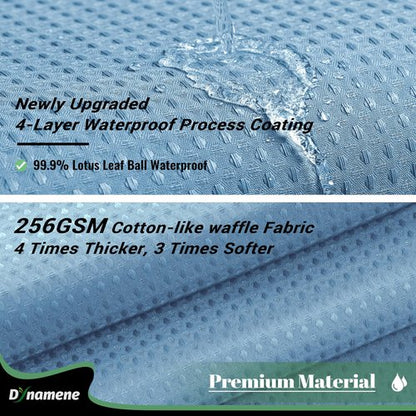 Dynamene Extra Long Shower Curtain, 84 Inch Long Waffle Fabric Shower Curtain for Bathroom, Tall Waterproof Cloth Shower Curtain Set with Hook, Snap in Liner, Mesh Top Window, Moonlight Blue, 72x84