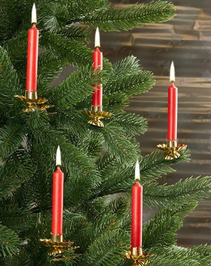 BRUBAKER Tree Candles - Red Pyramid Candles - Pack of 20 - 3¾ x ½ Inches - Made in Europe